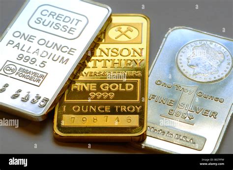 Palladium, Gold and Silver bullion in 1oz ingots / bars Stock Photo - Alamy