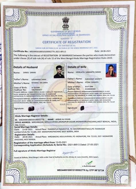 My marriage certificate | Hindu marriage act, Marriage certificate ...