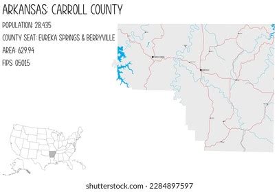 Large Detailed Map Carroll County Arkansas Stock Vector (Royalty Free ...