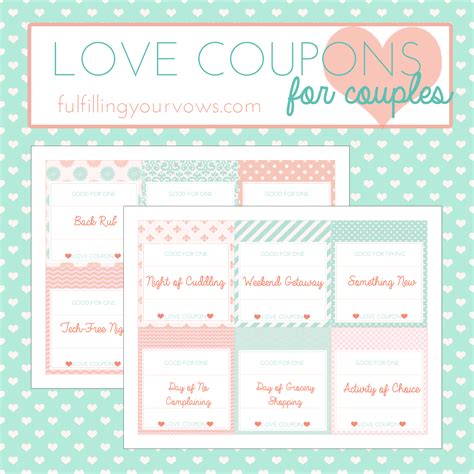 FREE Printable Love Coupons for Couples - Fulfilling Your Vows