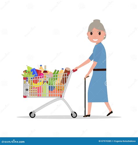 Cartoon Of Old Lady Shopping Vector Illustration | CartoonDealer.com #19380806