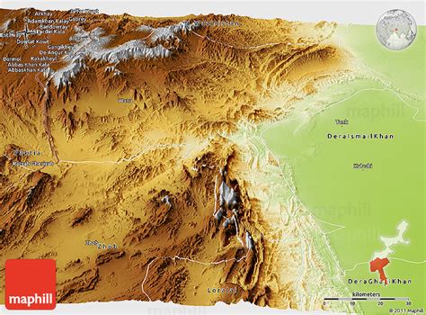 Physical Panoramic Map of S. Waziristan