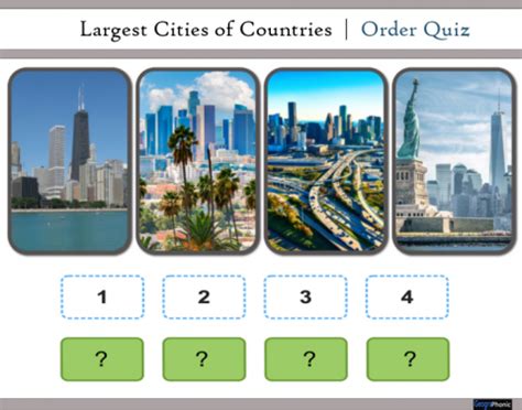 Largest Cities of Countries | Order Quiz