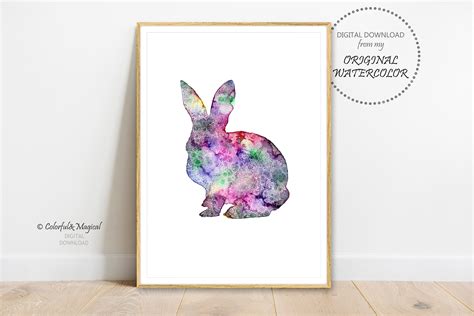 Bunny Rabbit Watercolor Print Nursery Wall Art Kids Decor - Etsy