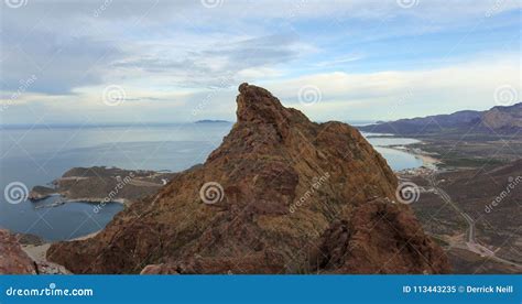 An Aerial View Looking West from the Top of Tetakawi Mountain Ab Stock Image - Image of cortez ...