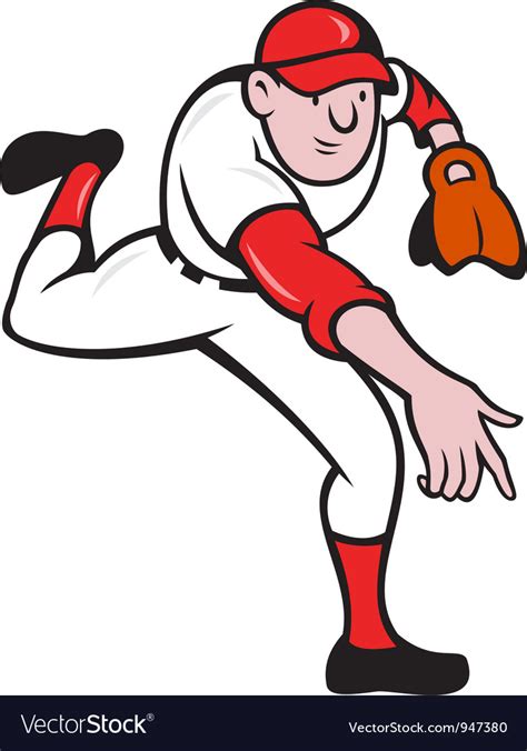 Baseball player pitcher throwing cartoon Vector Image