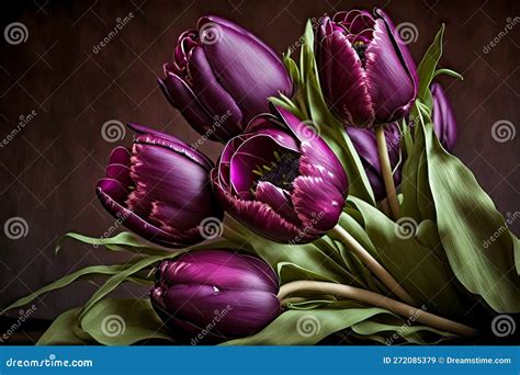 Original Dark Purple Tulips Bouquet for Anniversary Greetings Stock ...