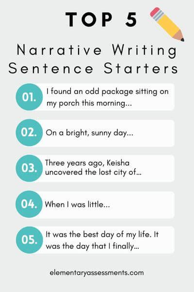 Sentence Starters For Personal Narratives