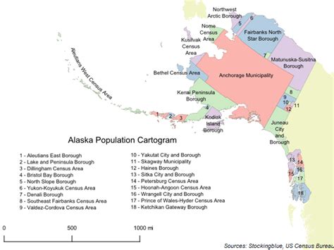 Cartogram of Population in Alaska -- Stocking Blue