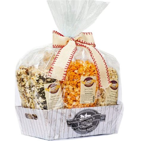 Popcorn Indulgence Gift Basket - Emma's Popcorn | Popcorn gift, Popcorn gift basket, Nuts gift