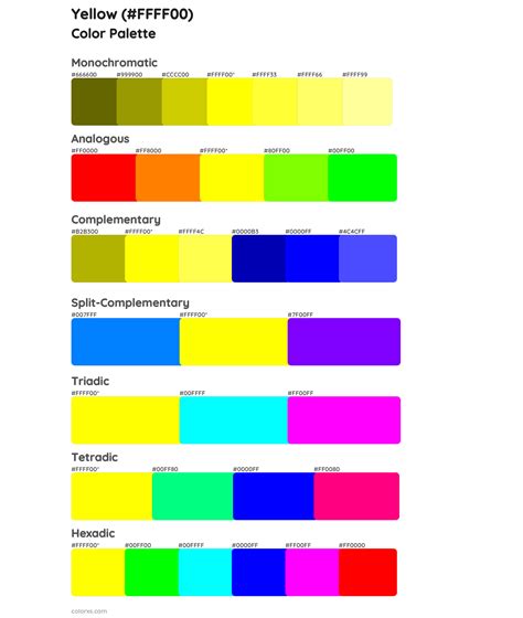 Yellow color palettes - colorxs.com