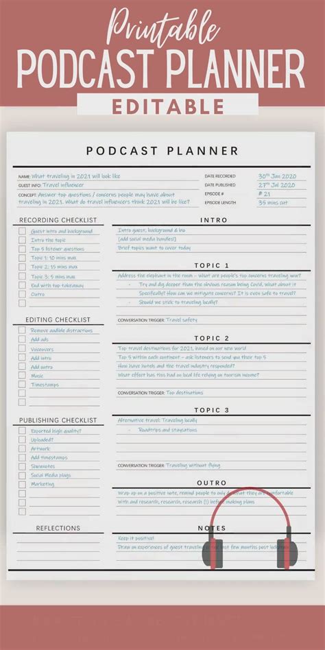 Free Podcast Planning Template - PRINTABLE TEMPLATES