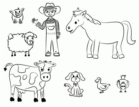 Black And White Farmyard Coloring Pages For Kids - Coloring Home