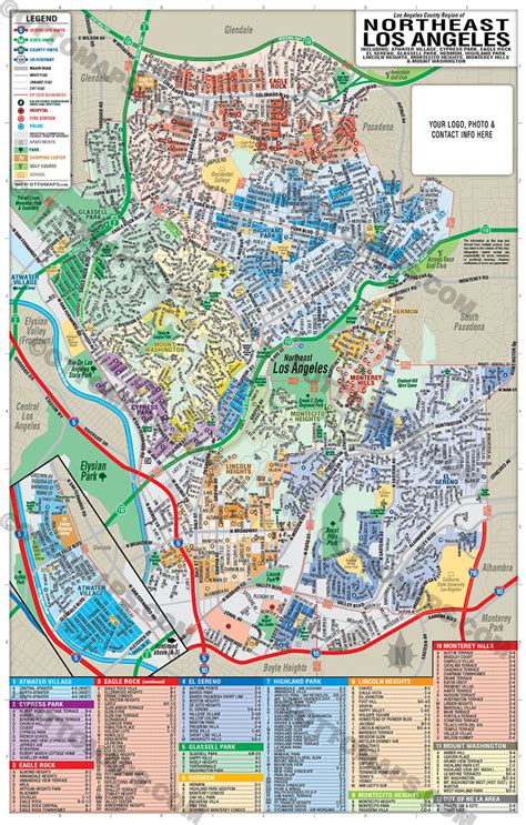 Northeast Los Angeles Map with Neighborhoods and Subdivisions – Otto Maps