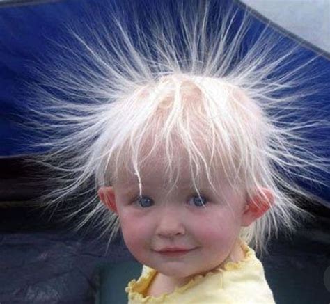 Electromagnetic or electrostatic results ? | Funny babies, Static hair, Hair humor