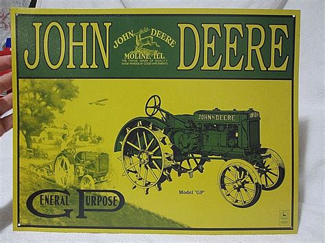 John Deere Tin Sign, General Purpose Tractor 16" x 12.5" Replica, USA ...