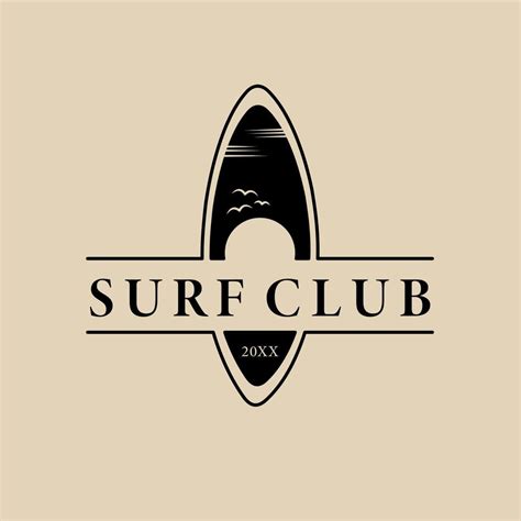 Surf line art logo, icon and symbol, vector illustration design ...