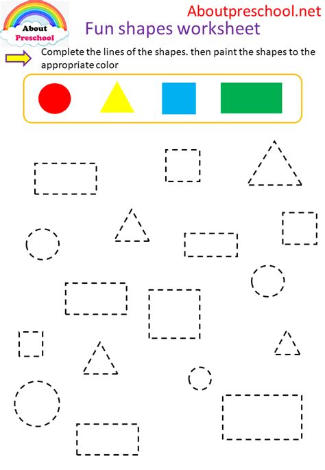 Fun shapes worksheet-2 - About Preschool