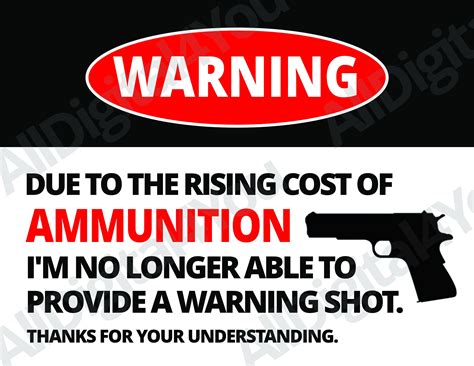 Warning Sign Template Funny With Gun Ammunition Instant - Etsy