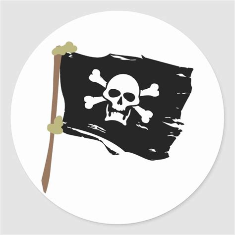 Jolly Roger Pirate Flag Classic Round Sticker | Zazzle | Pirate flag ...