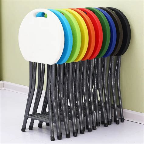 Plastic folding stool chair home dining chair adult high stool simple ...