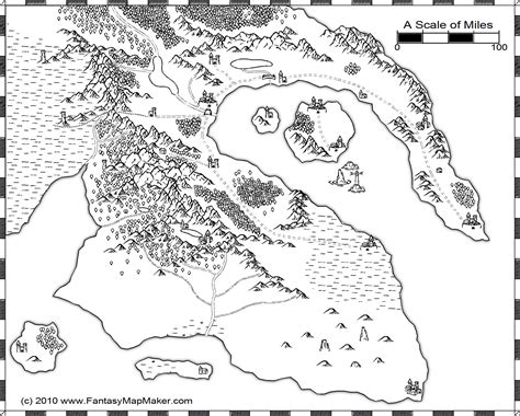 Black and White Overland Map - Free Fantasy Maps