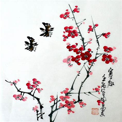 Chinese Plum Blossom Painting 2396055, 34cm x 34cm(13〃 x 13〃)