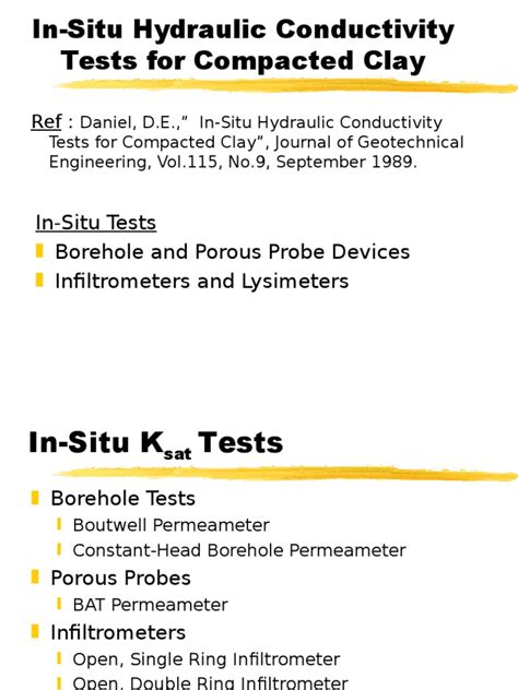 In Situ Hydraulic Conductivity | Porosity | Applied And Interdisciplinary Physics