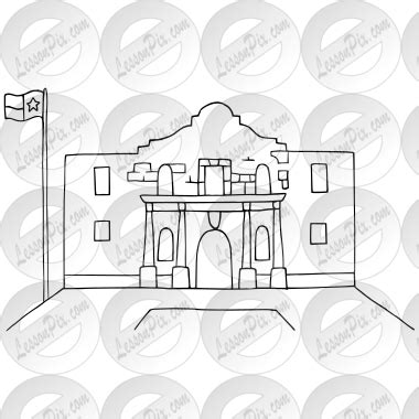 Alamo Outline for Classroom / Therapy Use - Great Alamo Clipart