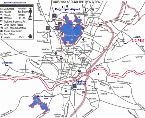 Tourist Map of Hyderabad - MapSof.net