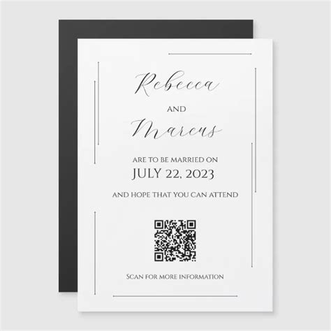 Simple, Modern & Elegant with QR Code | Wedding Magnetic Invitation | Zazzle