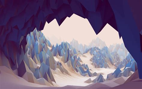 Free download | HD wallpaper: gray cave wallpaper, low poly, abstract, 3D, mountains, rock ...