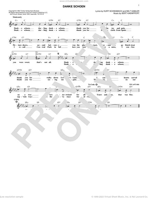 Kaempfert - Danke Schoen sheet music (fake book) [PDF]