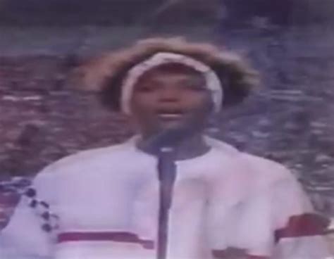 Whitney Houston performing the National Anthem at the 1991 Super Bowl.