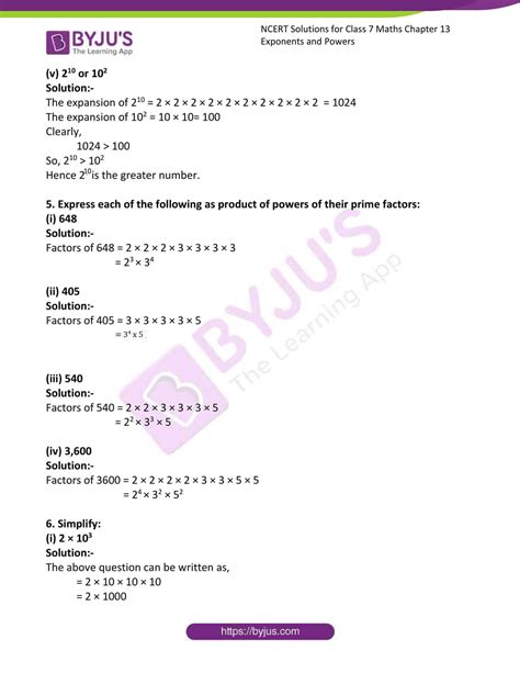 NCERT Solutions for Class 7 Maths Chapter 13 Exponents and Powers ...