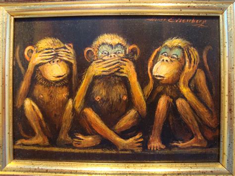 Unique original painting of the three monkeys от ThreeMonkeysStore Cartoon Monkey, Monkey Art ...