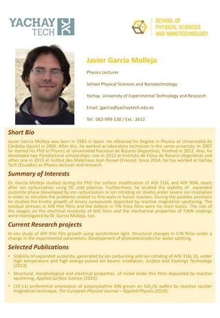 Short bio for the School of Physics webpage | PDF