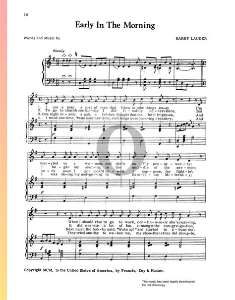 Early In The Morning (Harry Lauder) Piano Sheet Music - OKTAV