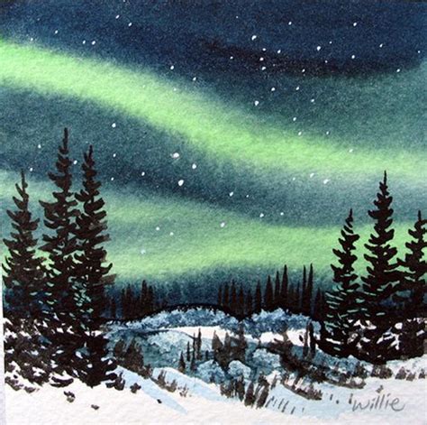 Watercolor Northern Lights