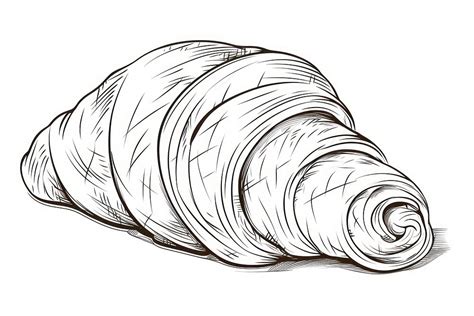 Croissant outline sketch drawing viennoiserie | Premium Photo Illustration - rawpixel