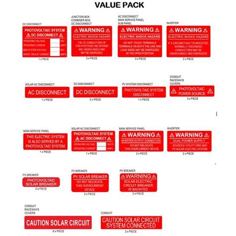 40 Premium UV Resistant Solar PV Safety Photovoltaic Labels With Rapid Shutdown | eBay