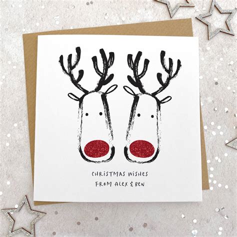 Bespoke Glittery Reindeer Christmas Cards X 10 By Mondaland