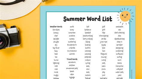 Summer Season Words List - Infoupdate.org