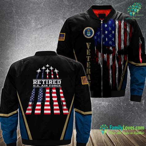 Air Force Blue Uniform Retirement Gift Retired Us Air Force Veteran Us Flag Air Force MA1 Bomber ...