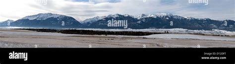 Winter panorama of the Wallowa Valley and Wallowa Mountains, Oregon ...