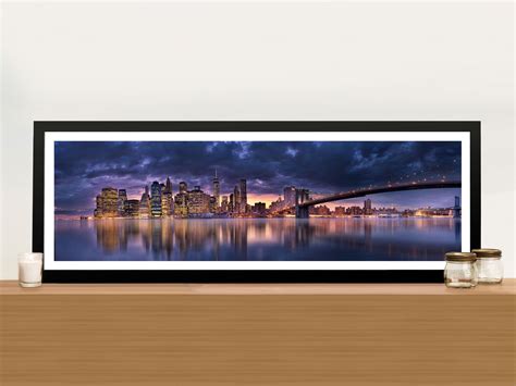 Brisbane Skyline at Night Panoramic Wall Artwork Print on Canvas