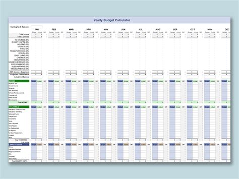 EXCEL of Yearly Budget Calculator.xlsx | WPS Free Templates