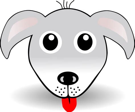 Funny Dog Face Grey Cartoon - Openclipart