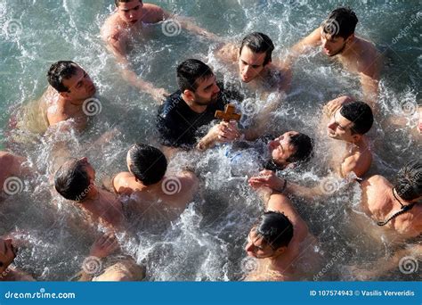 Water Ceremony Marking the Orthodox Epiphany Day, in Port of the Editorial Stock Photo - Image ...