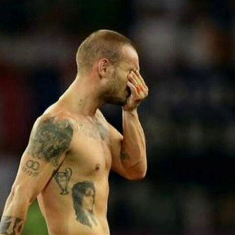 Wesley Sneijder #tattoo | Tattoo shows, Weird tattoos, Champions league trophy